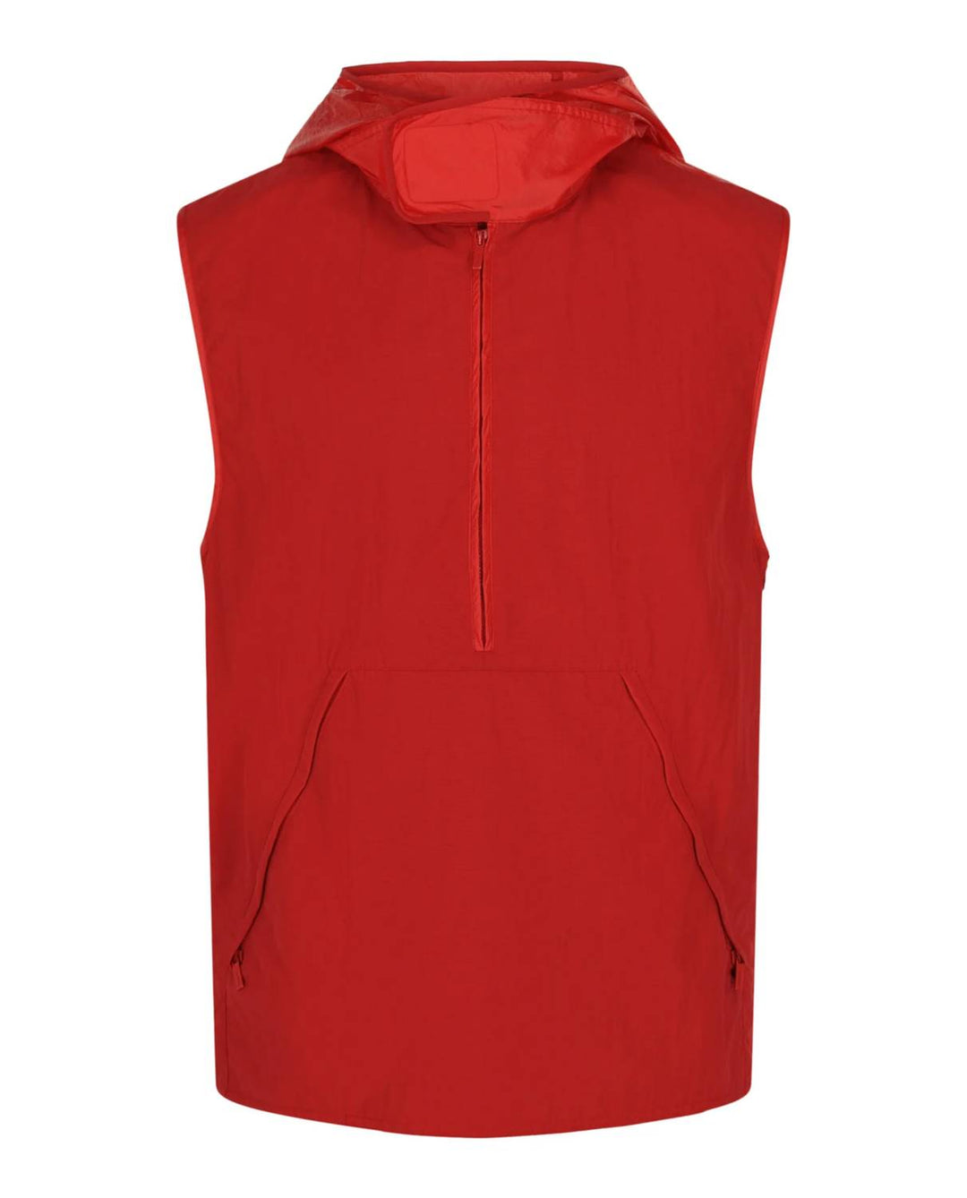 hooded windbreaker vest in red