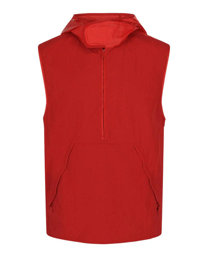 hooded windbreaker vest in red