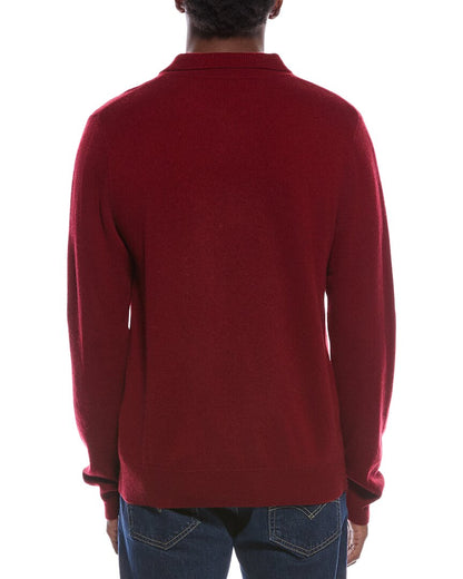 mixed stitch wool & cashmere-blend polo sweater