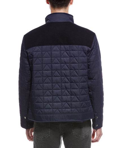 box triangle quilted wool-blend jacket