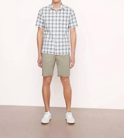 short sleeve atwater plaid sports shirt in celery