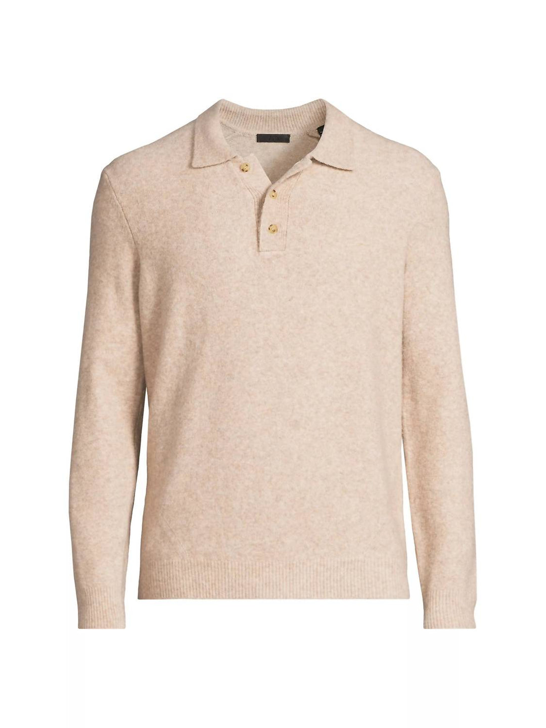 men's merino wool blend long sleeve polo in heather soft pecan brown