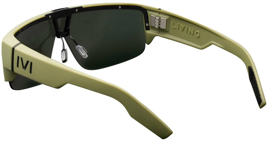 men's living sunglasses in matte olive / green grey lens