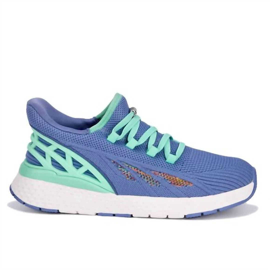women's halo step in walking shoes in blue mesh combo