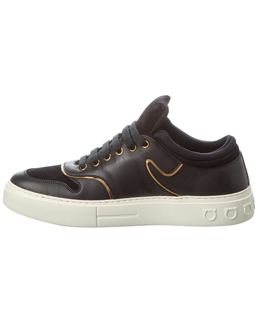 ferragamo beck suede & leather sneaker