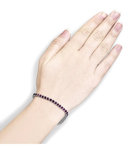 colorful gemstones silver 11.50 ct. tw. lab-grown ruby tennis