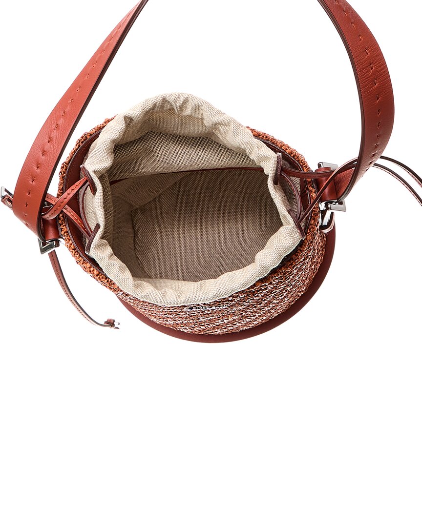 logo plaque leather-trim bucket bag