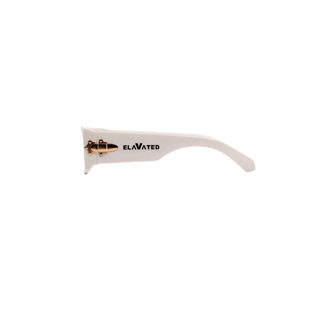 men's elavated sunglasses in white leopard
