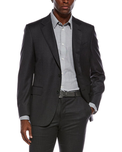 2pc wool suit with flat front pant