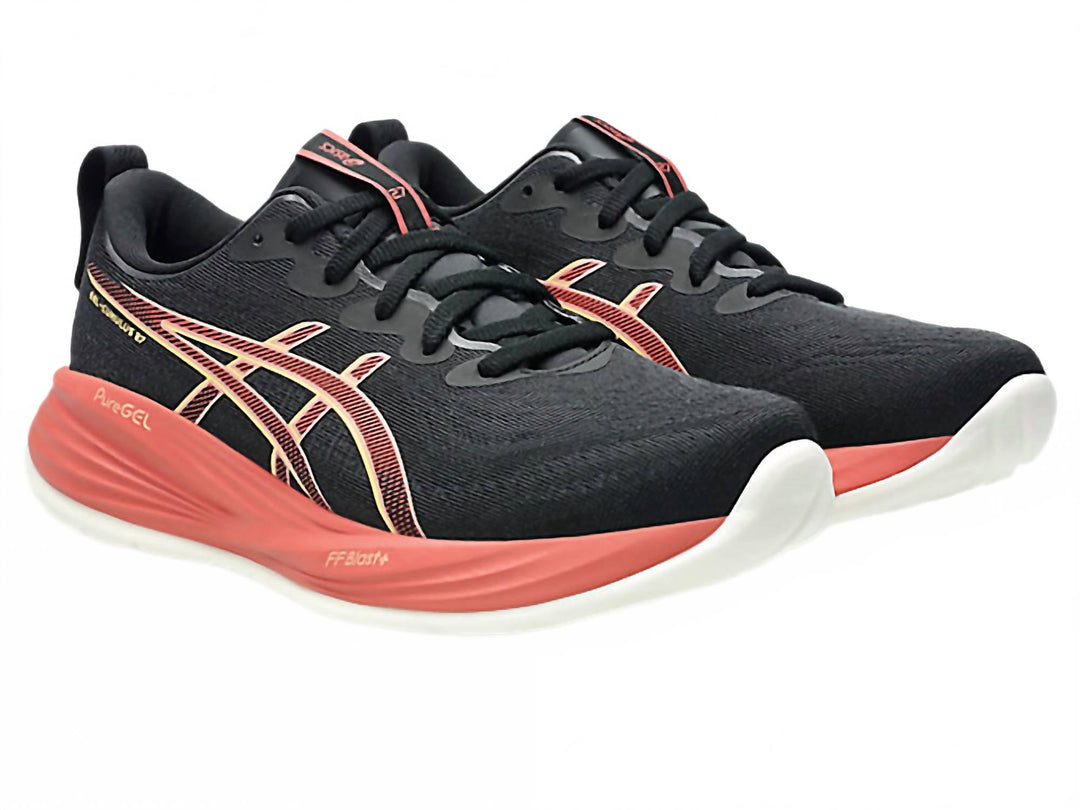women's gel-cumulus 27 running shoes in black/orange glow