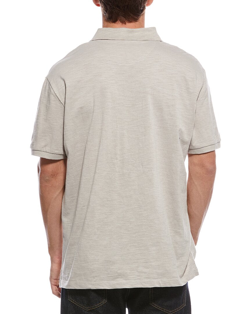 panel washed slub polo shirt