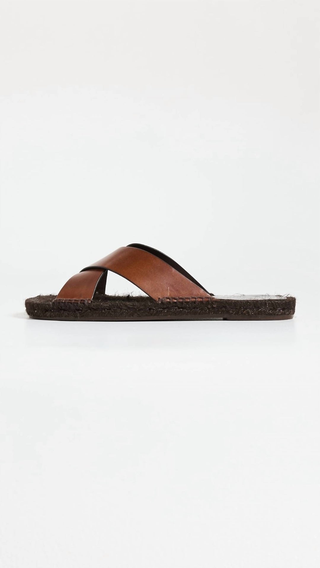 men's kevin leather slip on sandal in marron chocolate