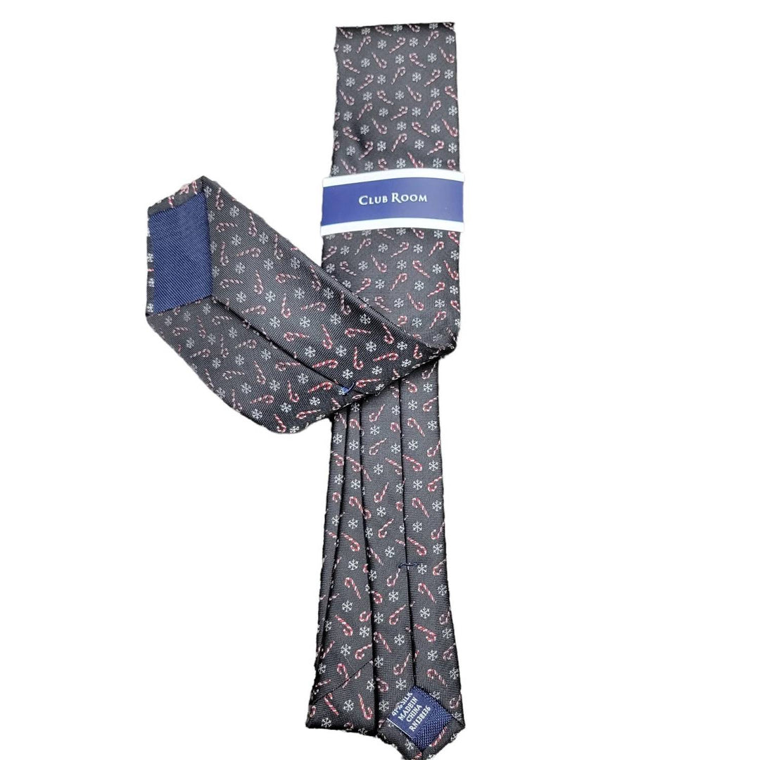 men's snow candy cane holidays tie in black