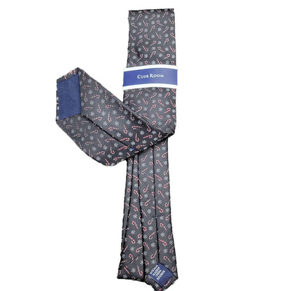 men's snow candy cane holidays tie in black