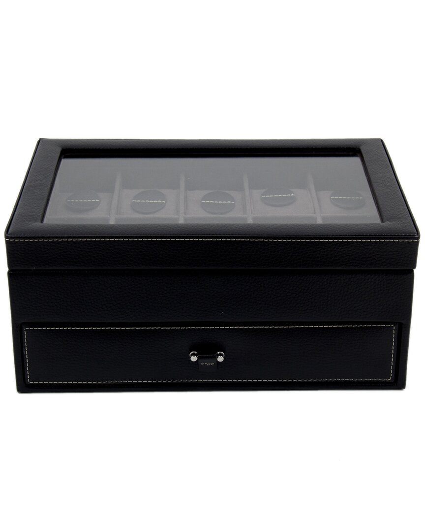 leather 10-watch case with glass