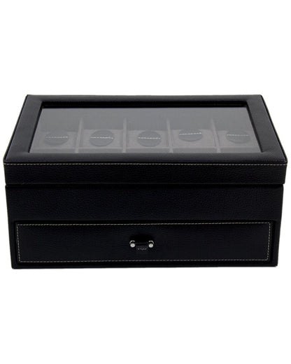 leather 10-watch case with glass