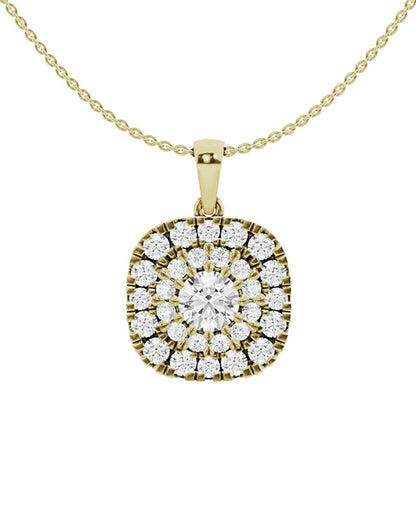 14k 2.00 ct. tw. lab-grown diamond halo pendant necklace