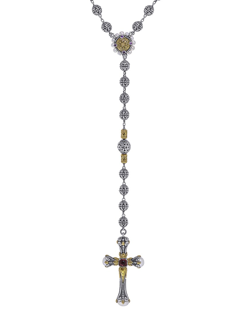 kleos 18k & silver gemstone pearl necklace