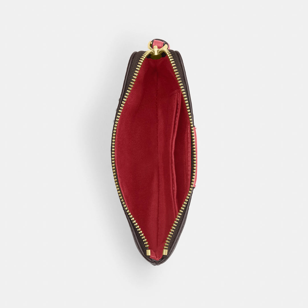 corner zip wristlet in signature canvas with stripe