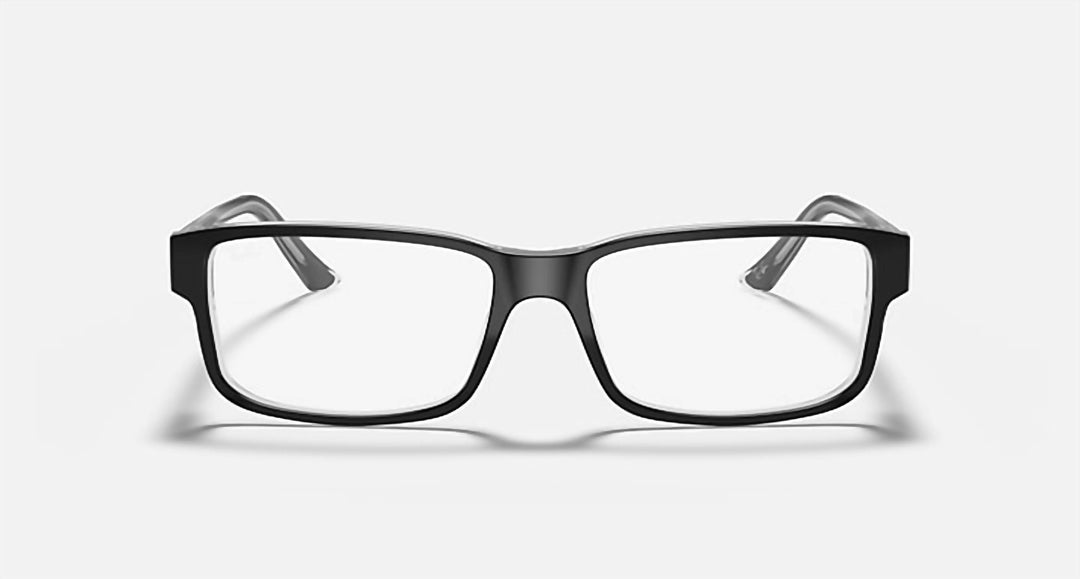 men's optics eyeglasses in polished black on transparent