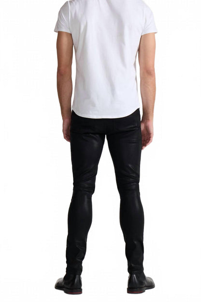 preston coated denim cargo pants in noir