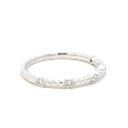 0.11 carat natural diamond art deco milgrain band in 14k white gold