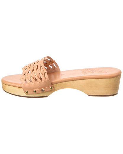 open woven leather clog