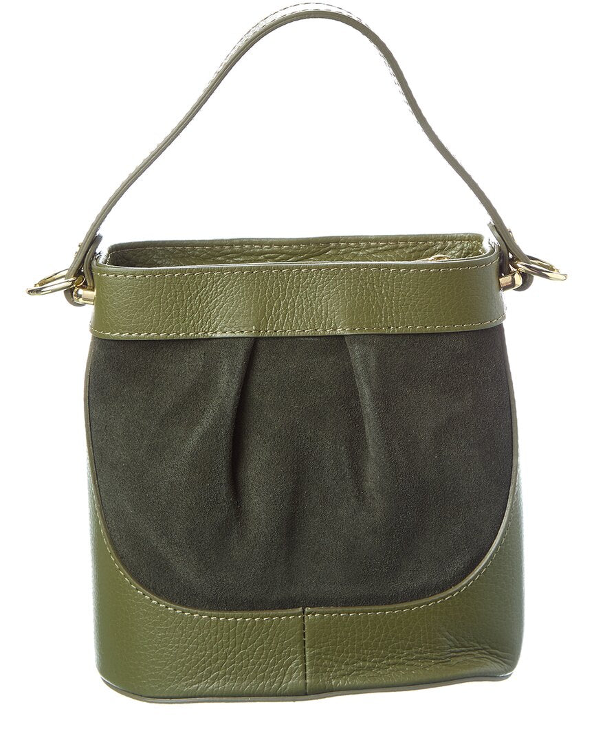 suede and leather bucket bag
