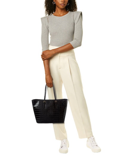 croc-embossed leather tote