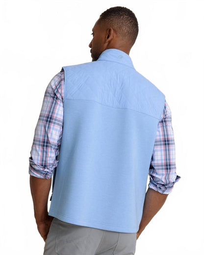 waterfront quilted vest in ocean channel