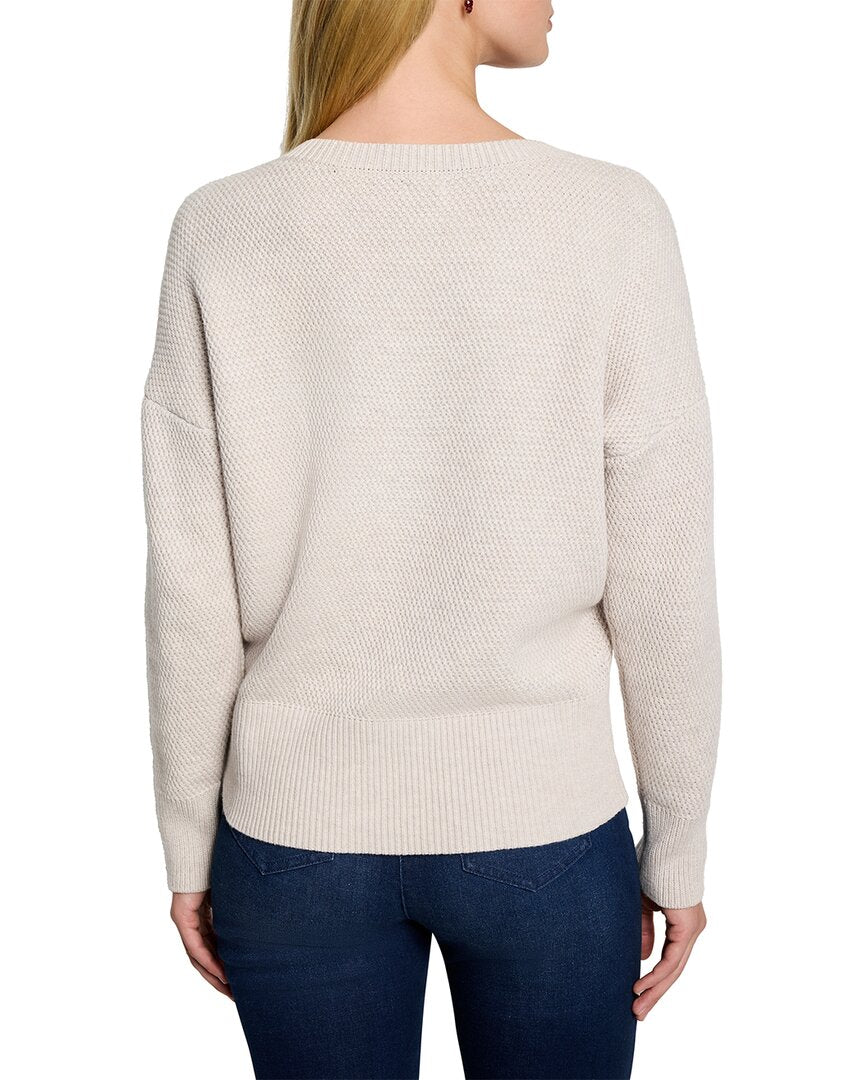 petite tuck stitch v-neck sweater