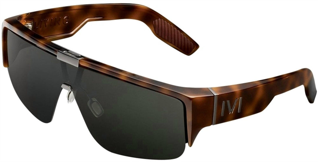 men's living sunglasses in polished classic tortoise / green grey lens