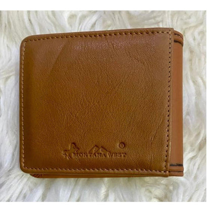 men's genuine leather lone star rfid bi-fold wallet in brown
