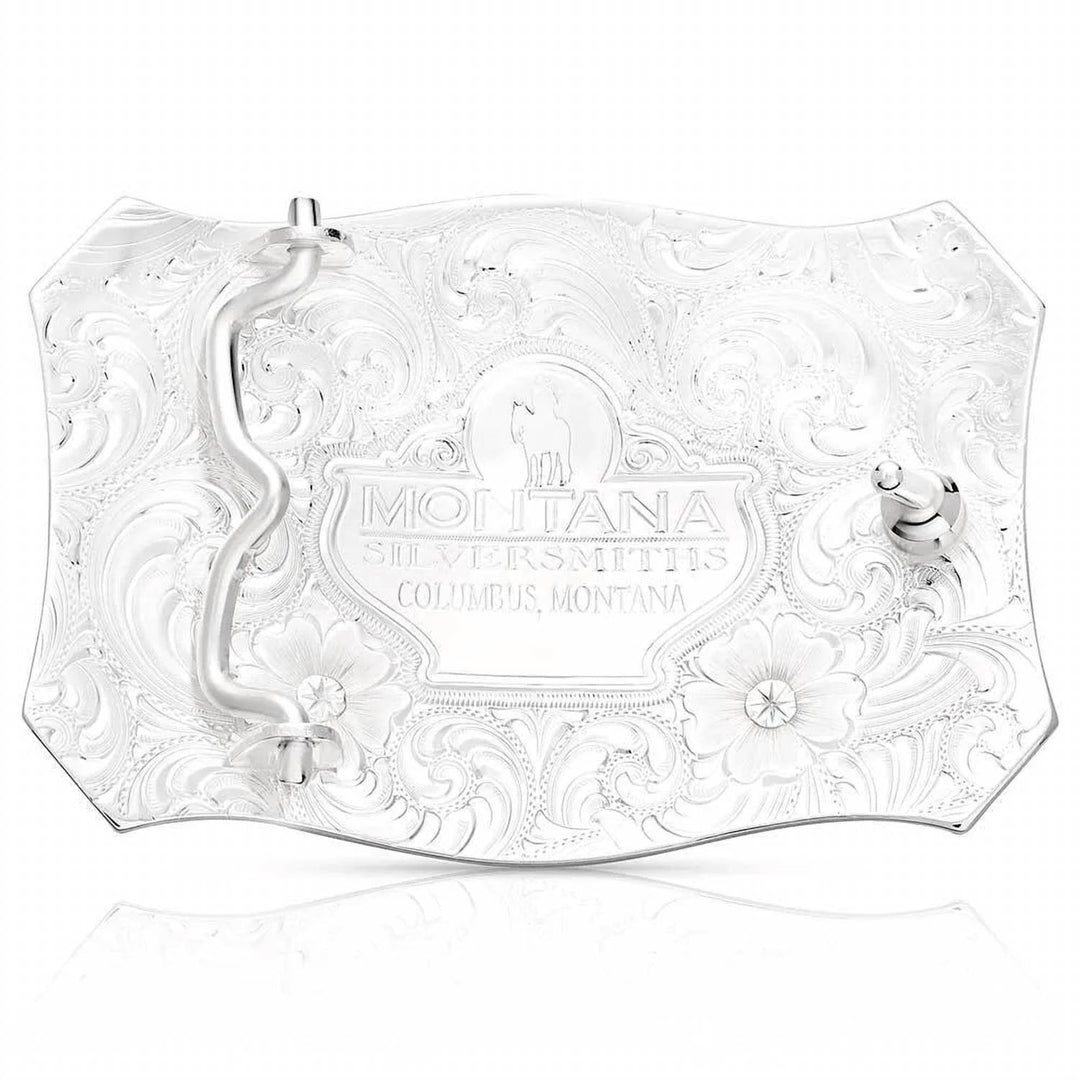 lone star legacy buckle with longhorn in silver