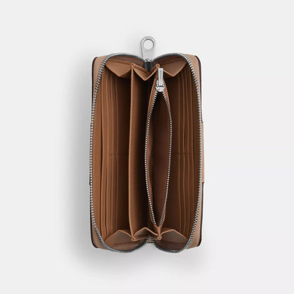 long zip around wallet in signature canvas with stripe