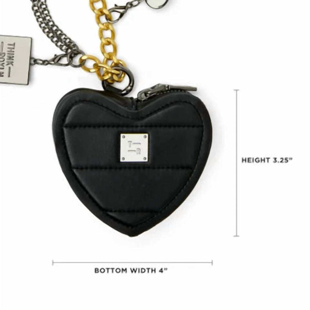 women's love charm keychain heart pouch in grey