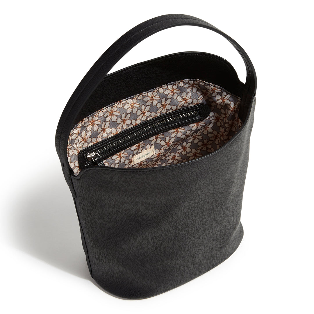 outlet faux leather slouchy bucket shoulder bag