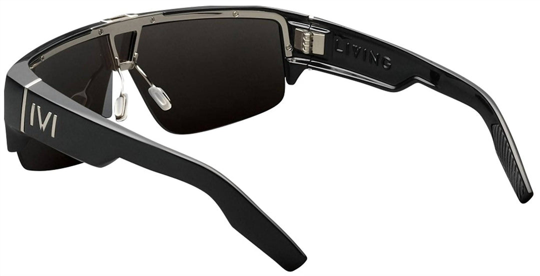 men's living sunglasses in polished black / grey lens