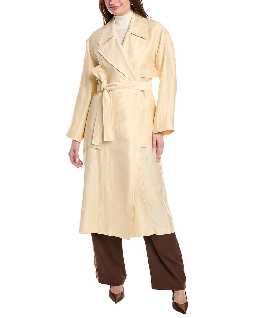 belted a-line silk-blend trench coat