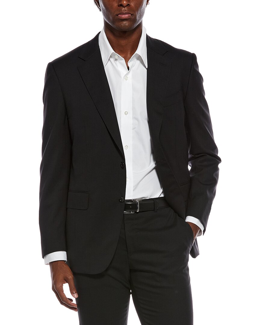 2pc wool-blend suit with flat front pant
