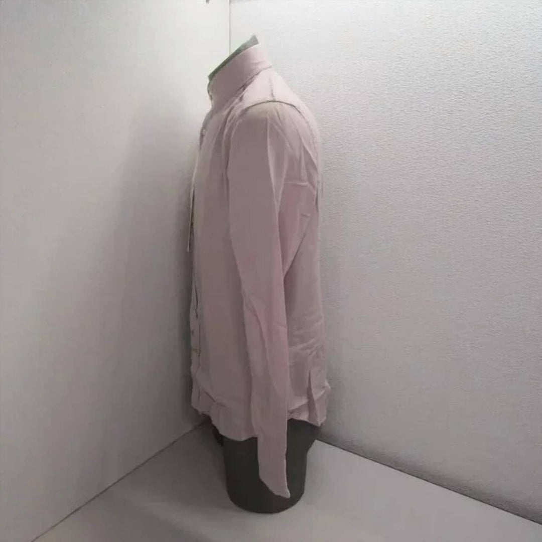 men's long sleeve collared cotton button shirt in light pink