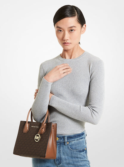 mercer medium logo and leather accordion crossbody bag