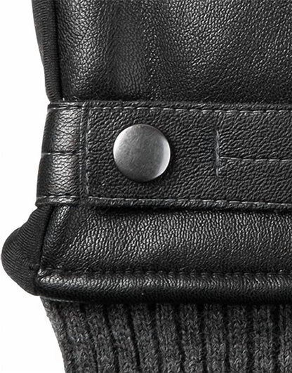 men's faux leather sleek heat winter gloves in black