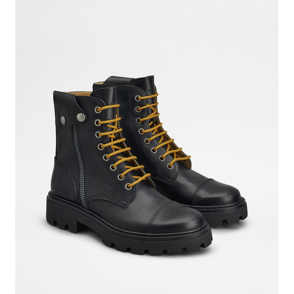 combat boots in leather