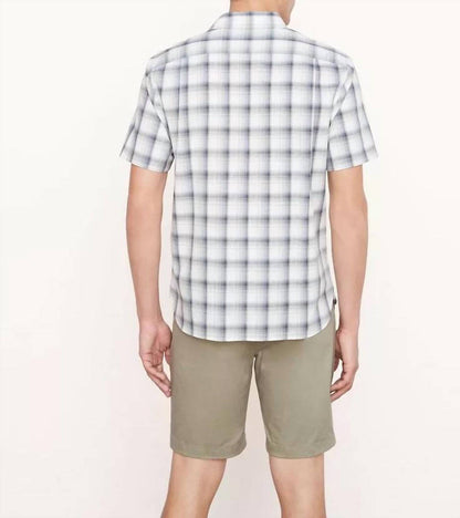 short sleeve atwater plaid sports shirt in celery