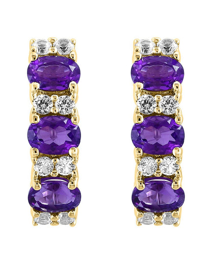 plated 1.20 ct. tw. amethyst, white sapphire earrings