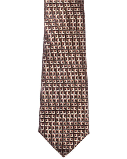 brown squares silk tie