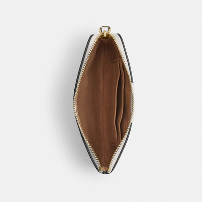 corner zip wristlet in signature canvas with stripe