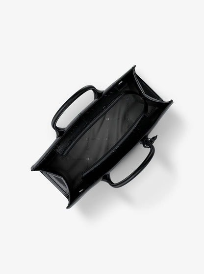 mirella medium logo debossed satchel