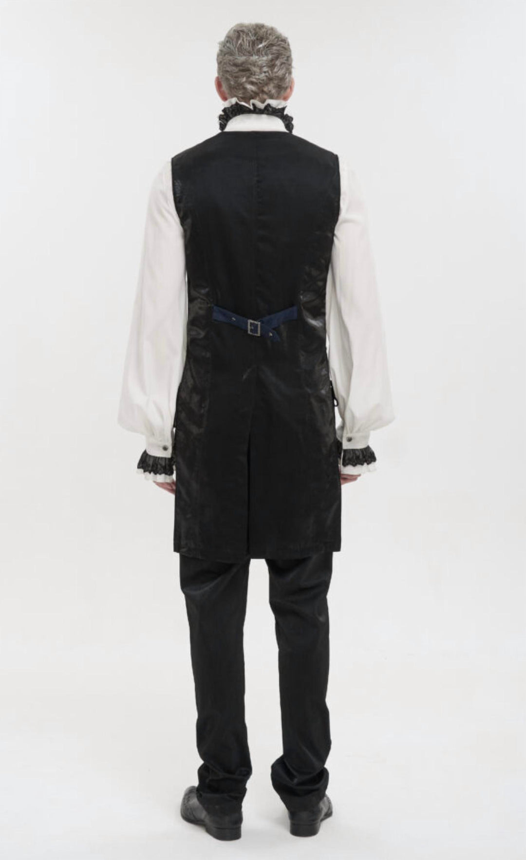 jacquard print long tail vest in blue